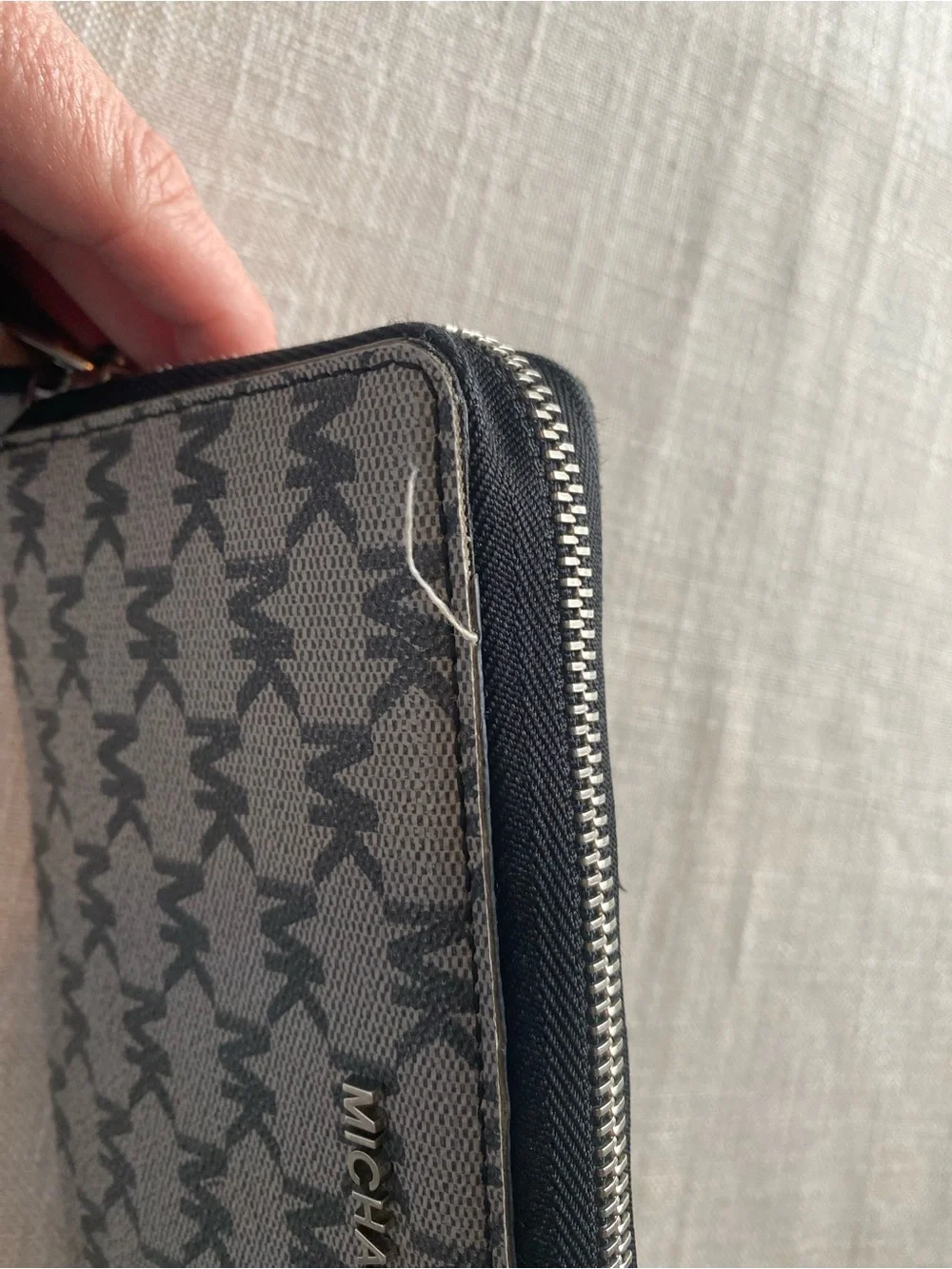 Michael Kors Gray MK Monogram Wristlet Clutch